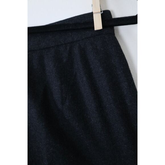 Vintage 1990s Chanel High Waisted Flat Front Wool Trousers Charcoal Gray - Picture 9 of 11